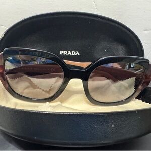 Prada Women's Black and Brown light pink and burgundy Sunglasses